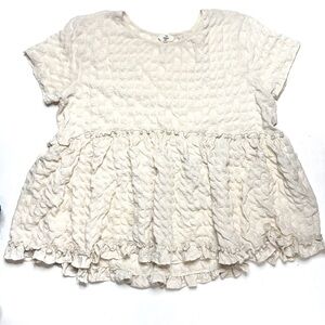Entro Cream Textured Babydoll Blouse